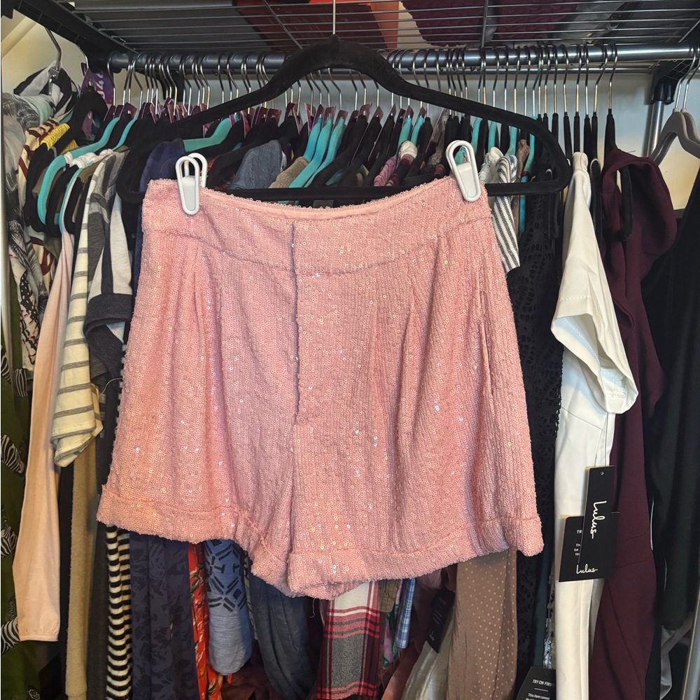 Generation Love Blush Pink High Waist Sequin Shorts